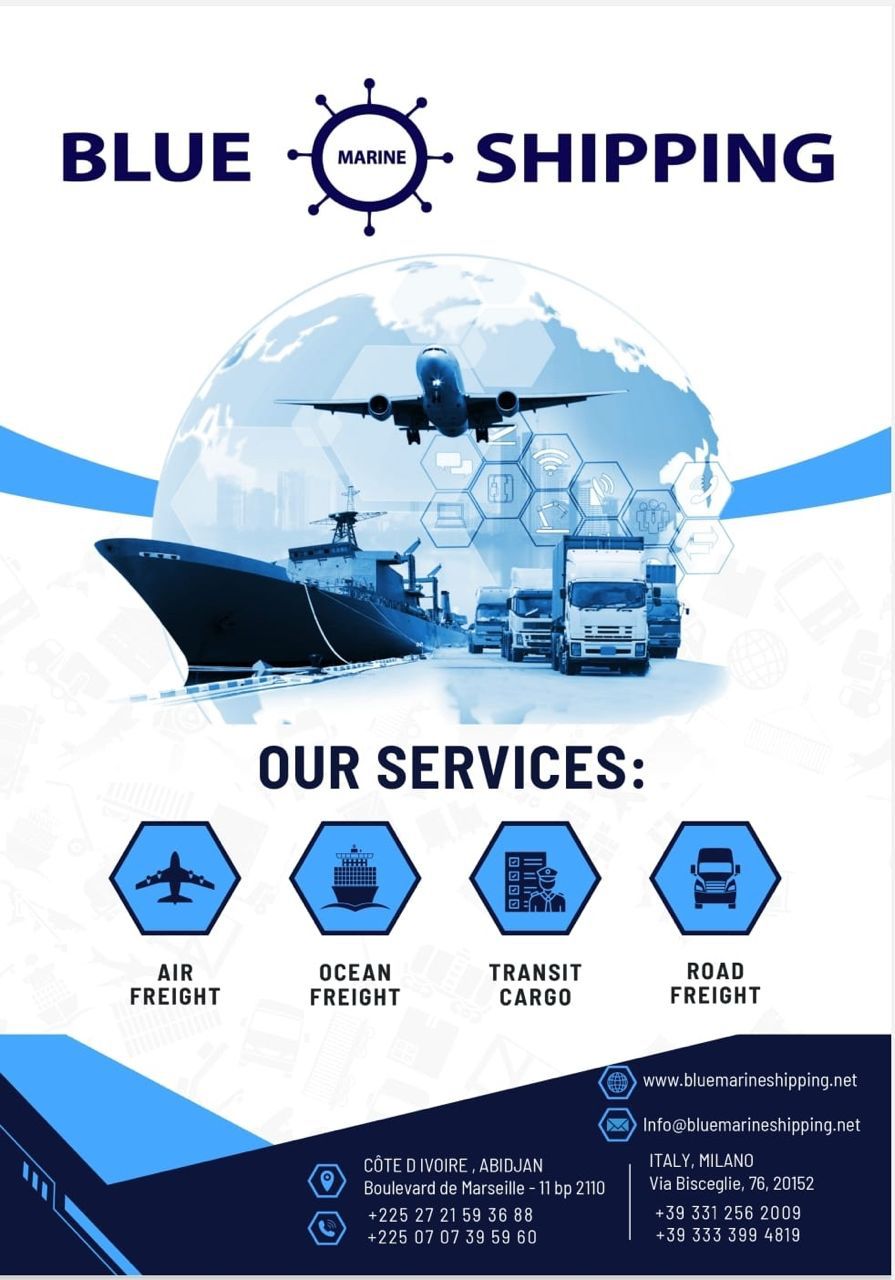 Blue Marine Shipping : من أبيدجان إلى الفرع الجديد في ميلانو خدمات شحن عالمية بمعايير عالية الجودة Blue Marine Shipping : من أبيدجان إلى الفرع الجديد في ميلانو خدمات شحن عالمية بمعايير عالية الجودة