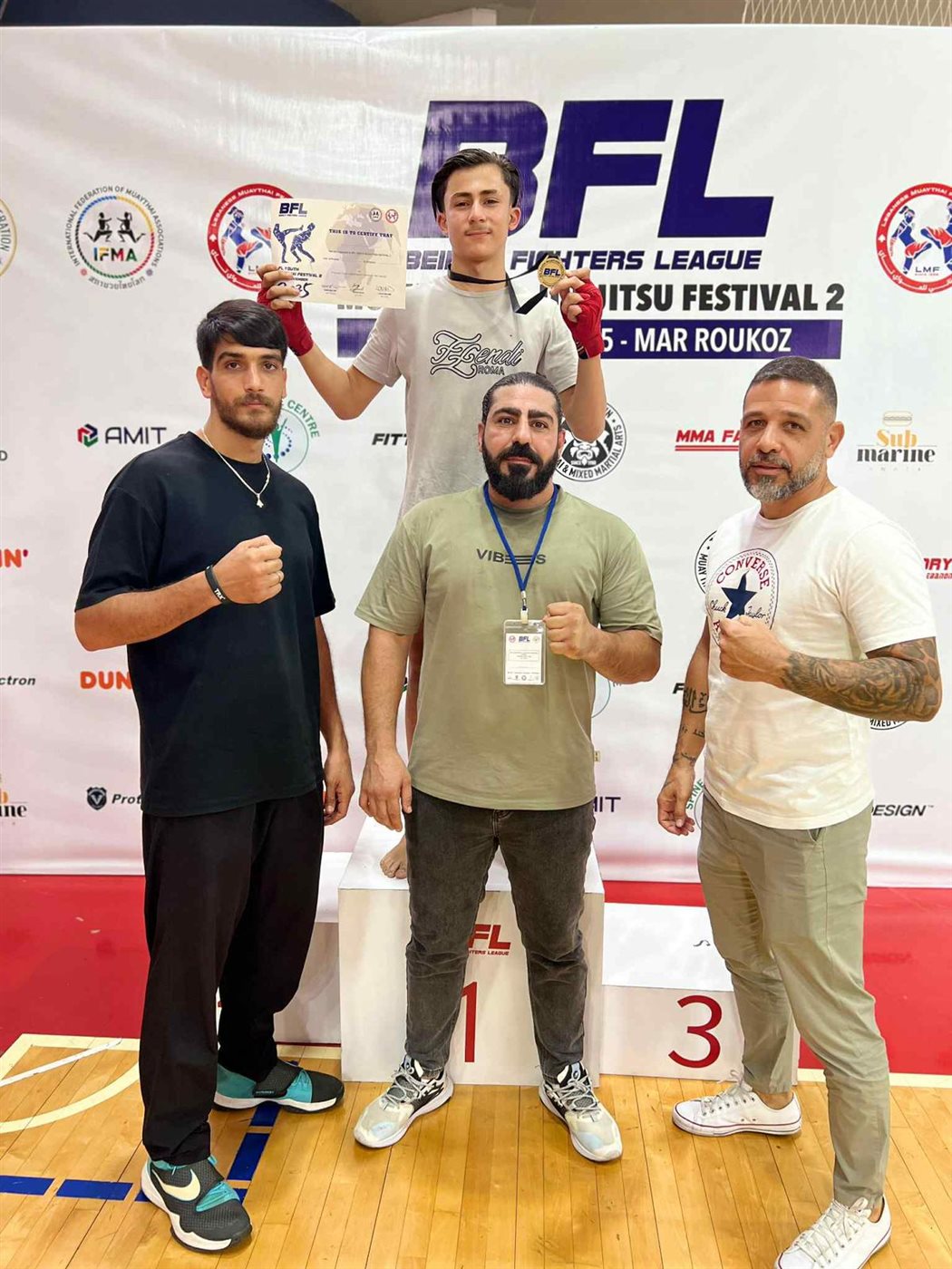 البطل محمد علي حمود من معركة يحقق المركز الأول في بطولة BFL للمواي تاي