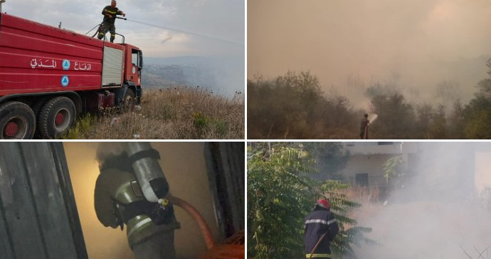 الدفاع المدني يواصل جهوده في إخماد حرائق اندلعت في مناطق عدة