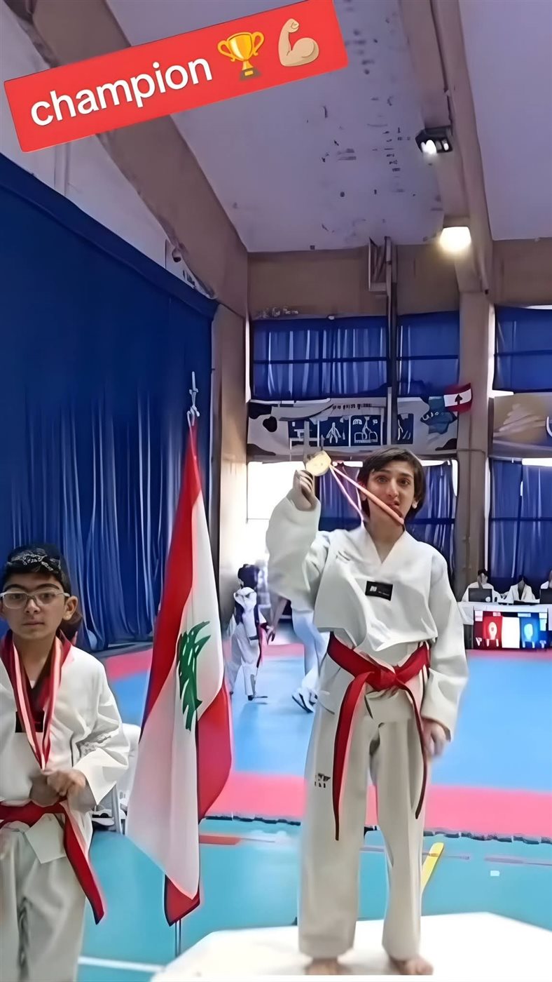حاز الفتى افريل علوه على المركز الأول في لعبة القتال - التايكواندو في بطولة لبنان للحزام الأحمر للعام 2025