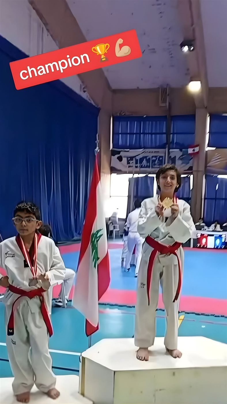 حاز الفتى افريل علوه على المركز الأول في لعبة القتال - التايكواندو في بطولة لبنان للحزام الأحمر للعام 2025