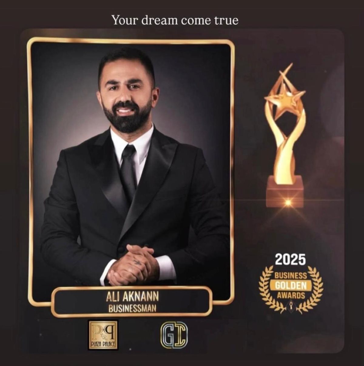 تهنئة لرجل الاعمال علي عكنان لحصوله على جائزة في مجال الاعمال