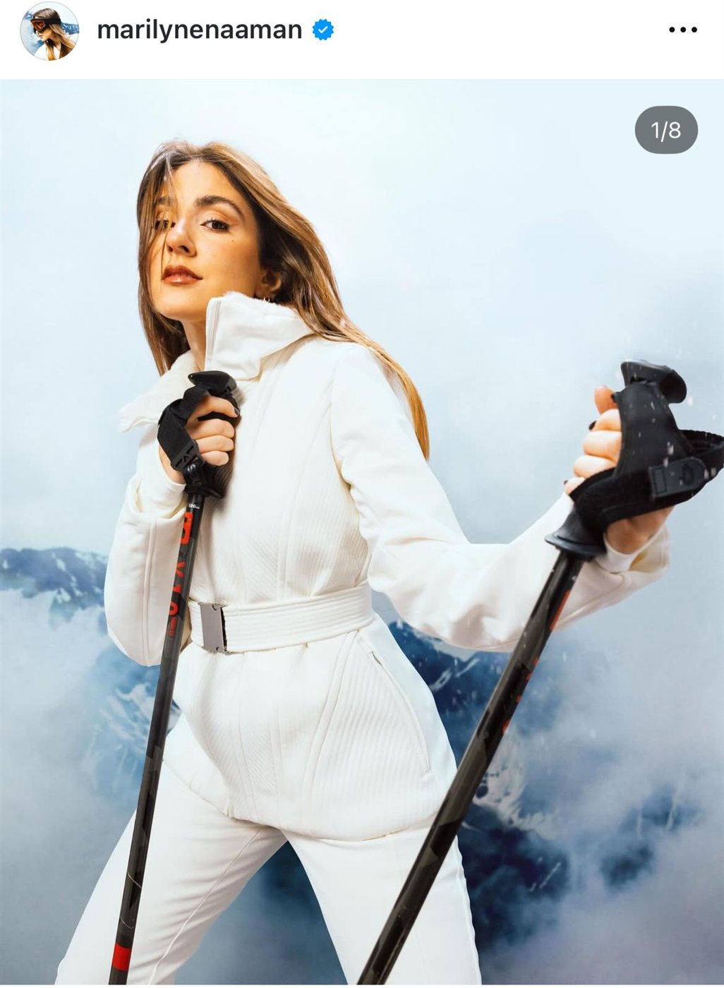 ماريلين نعمان تتألق بإطلالة شتوية بيضاء على الثلوج
