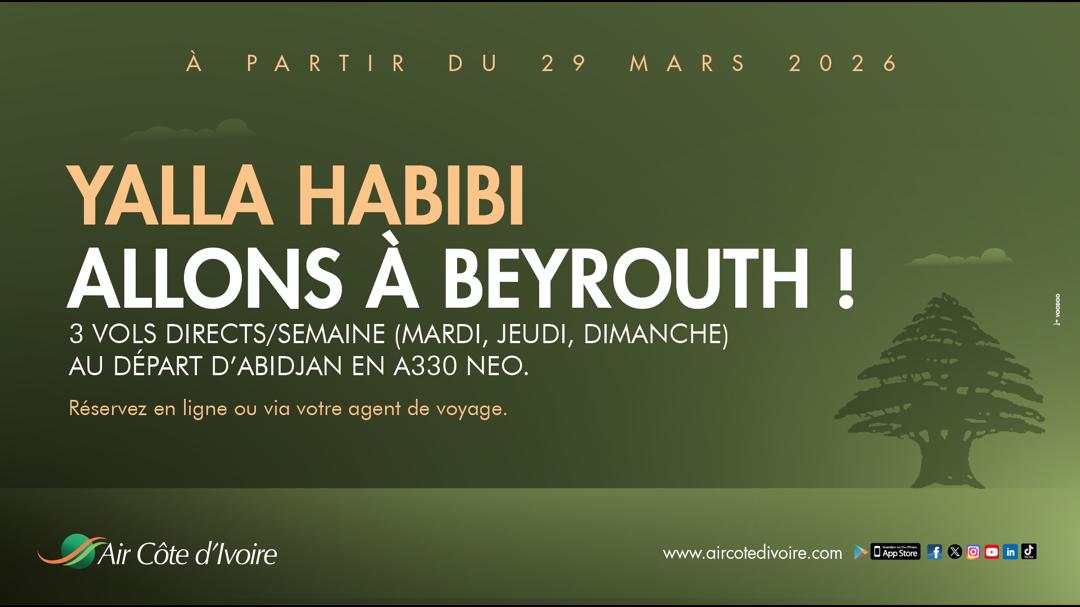 بشرى سارة: 3 رحلات اسبوعية مباشرة من أبيدجان الى بيروت على متن طائرة A330 NEO الحديثة