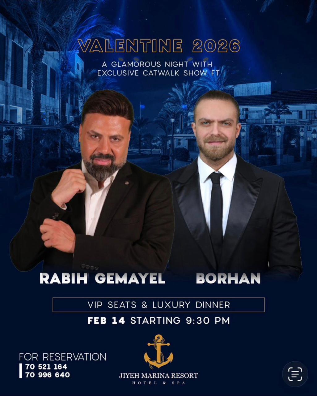 استعدوا لسهرة فاخرة عالفالنتاين مع النجمين Rabih Gemayel و Borhan ب Jiyeh Marina Resort Hotel Spa