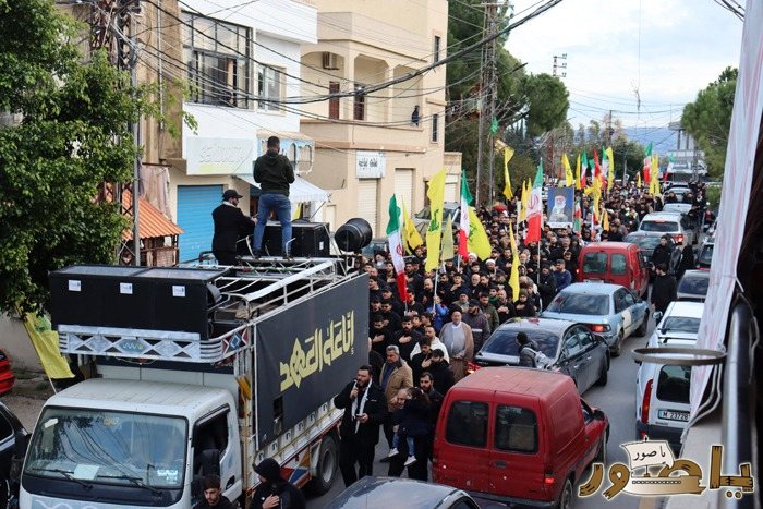 وقفة تضامنية ومسيرة حاشدة في دير قانون النهر تعظيما لشهادة الامام الخامنئي ونصرة للجمهورية الاسلامية