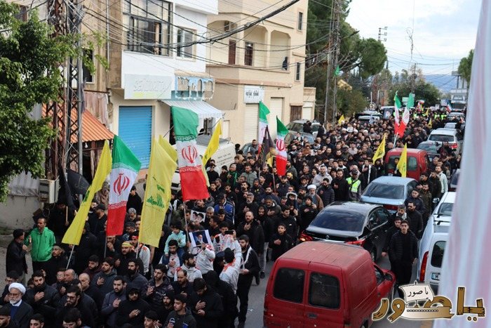 وقفة تضامنية ومسيرة حاشدة في دير قانون النهر تعظيما لشهادة الامام الخامنئي ونصرة للجمهورية الاسلامية