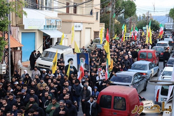 وقفة تضامنية ومسيرة حاشدة في دير قانون النهر تعظيما لشهادة الامام الخامنئي ونصرة للجمهورية الاسلامية