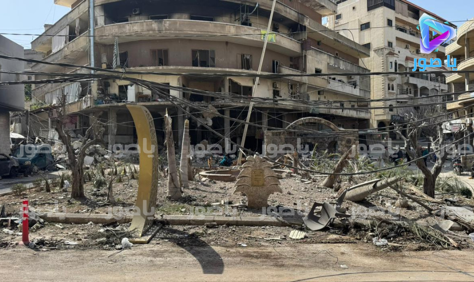 هكذا بدت ساحة العين في بلدة برج الشمالي - صور صباح اليوم بعد الغارات العنيفة