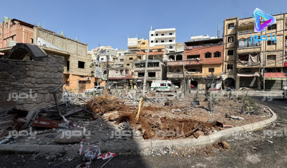 هكذا بدت ساحة العين في بلدة برج الشمالي - صور صباح اليوم بعد الغارات العنيفة
