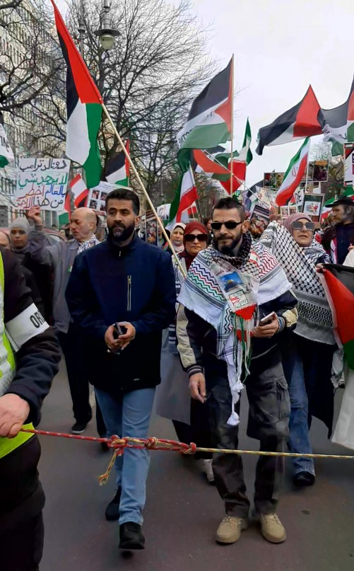 مظاهرة جماهيرية حاشدة في برلين تضامنا مع فلسطين وإيران ولبنان
