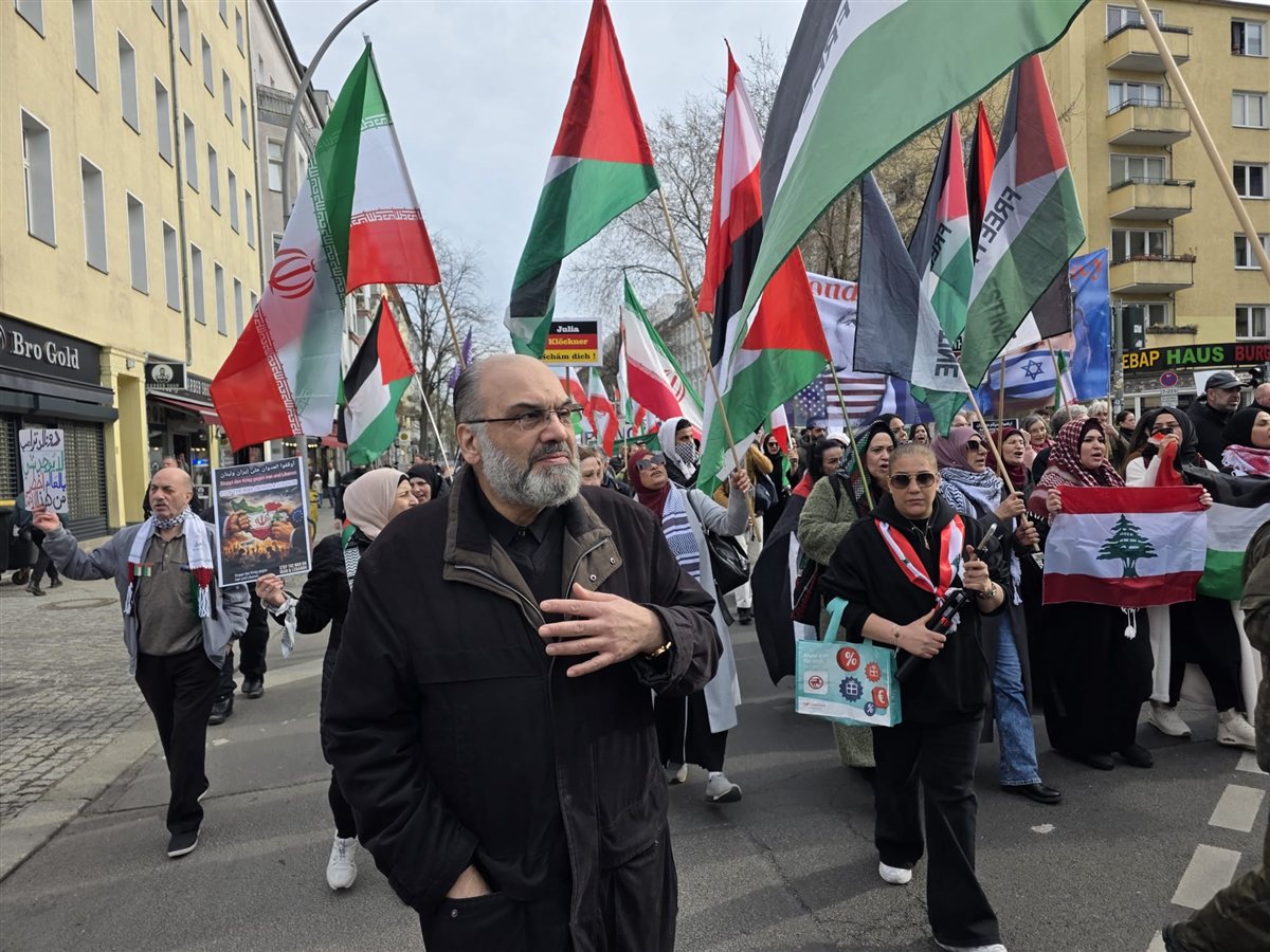 مظاهرة جماهيرية حاشدة في برلين تضامنا مع فلسطين وإيران ولبنان