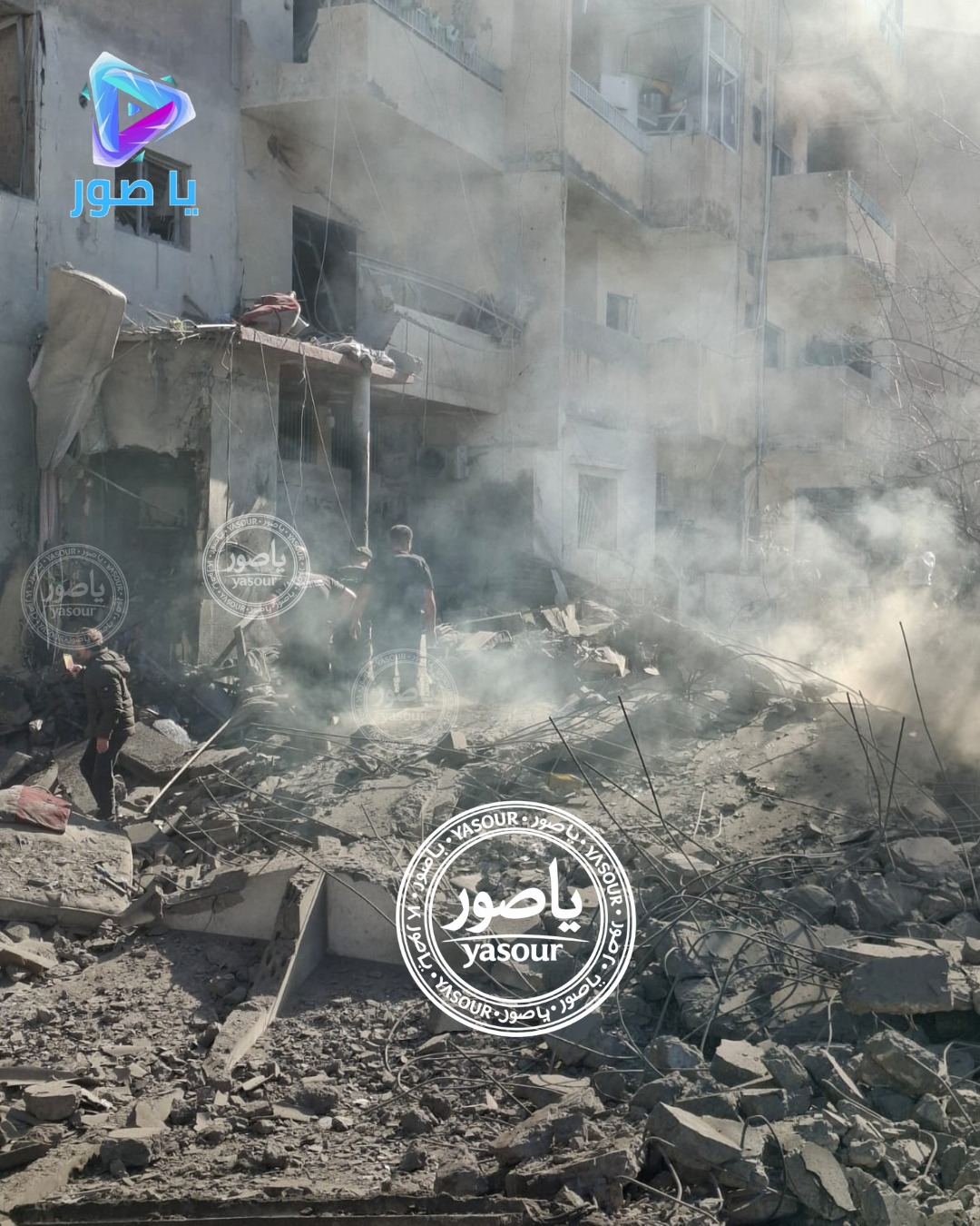 دمار كبير في محيط المبنى المستهدف في حي النبي اسماعيل في مدينة صور