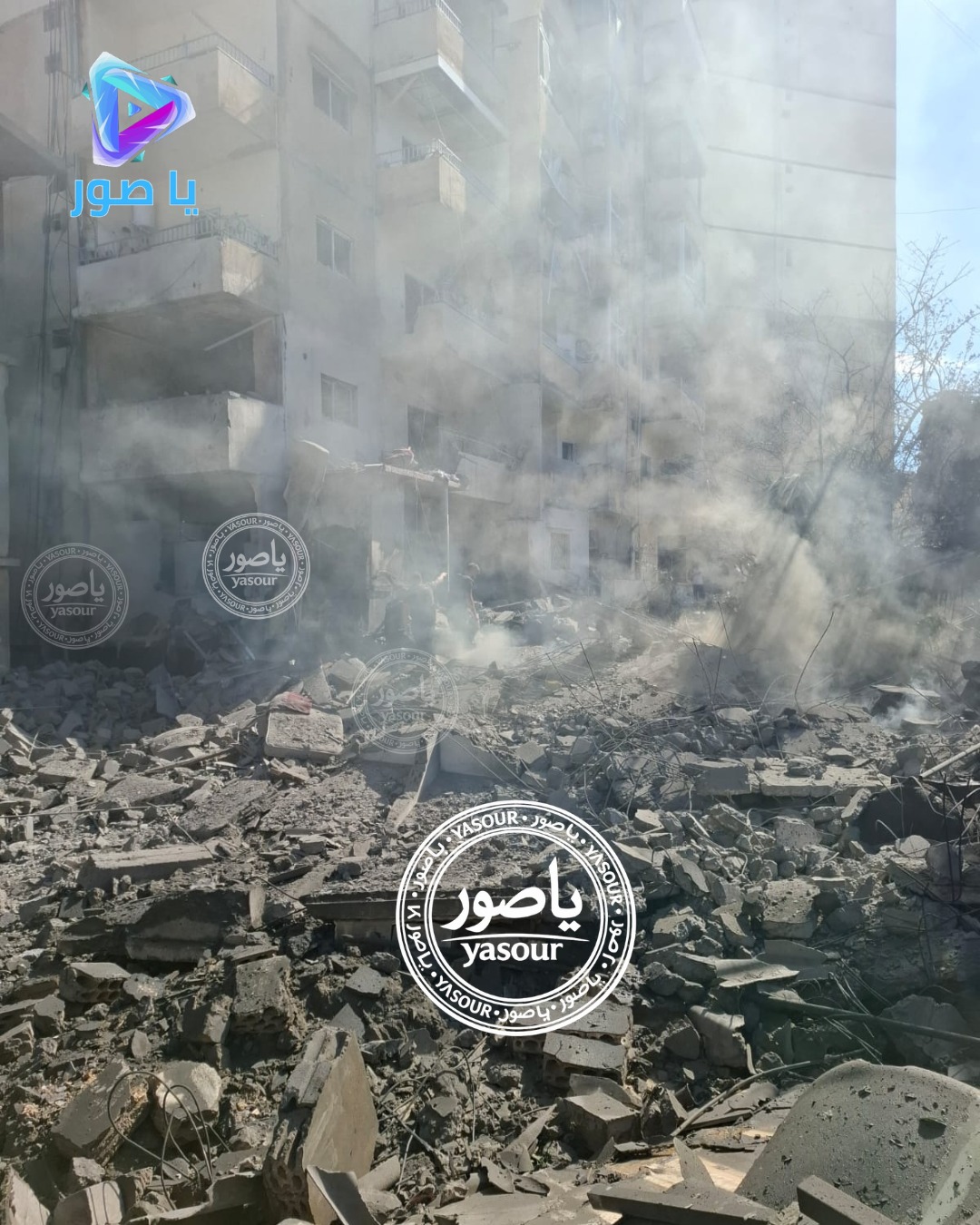 دمار كبير في محيط المبنى المستهدف في حي النبي اسماعيل في مدينة صور