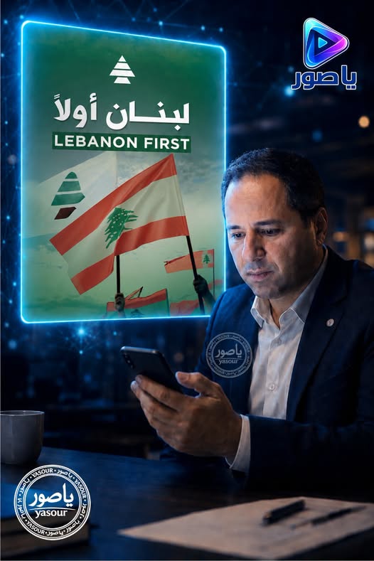 صورة لعلمَي لبنان وحزب الكتائب