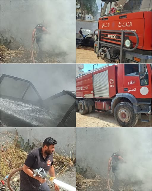 اندلع حريق داخل سيّارة في شارع صوت الفرح في مدينة صور