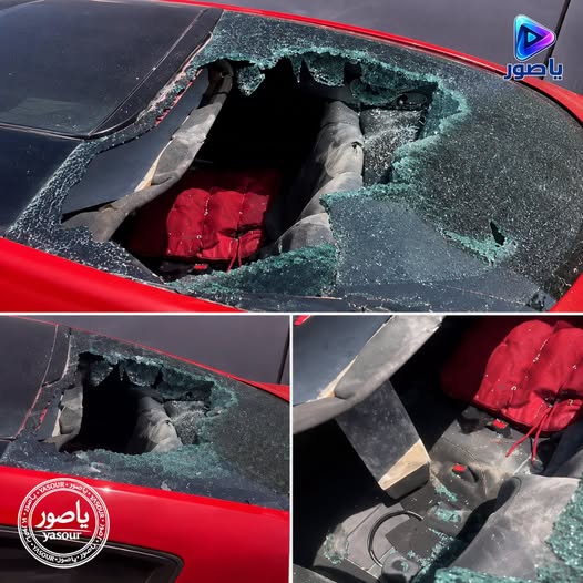 تعرض سيارة أحد المواطنين لحادث كاد أن يكون مأساويا لو تواجد طفله في المقعد الخلفي