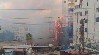 حريق كبير خلف المستشفى اللبناني الإيطالي