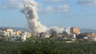 غارة عنيفة استهدفت الحوش - خلف المستشفى اللبناني الايطالي - حي نجم